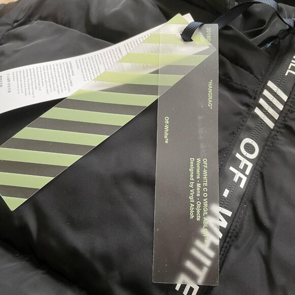 OFF-WHITE MEN'S BLACK PUFFER CASUAL JACKET MEDIUM SIZE - Picture 6 of 6